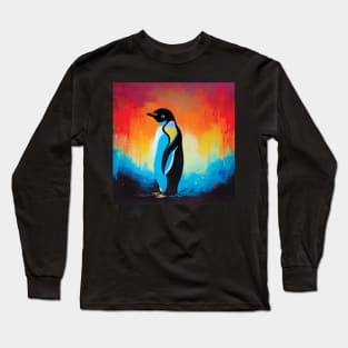 Colourful Penguin Oil Painting Long Sleeve T-Shirt